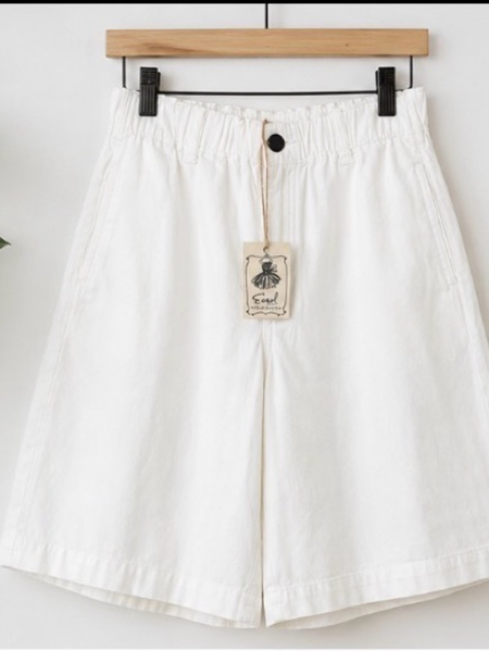 Women’s White High-Waist Elastic Linen Blend coolots